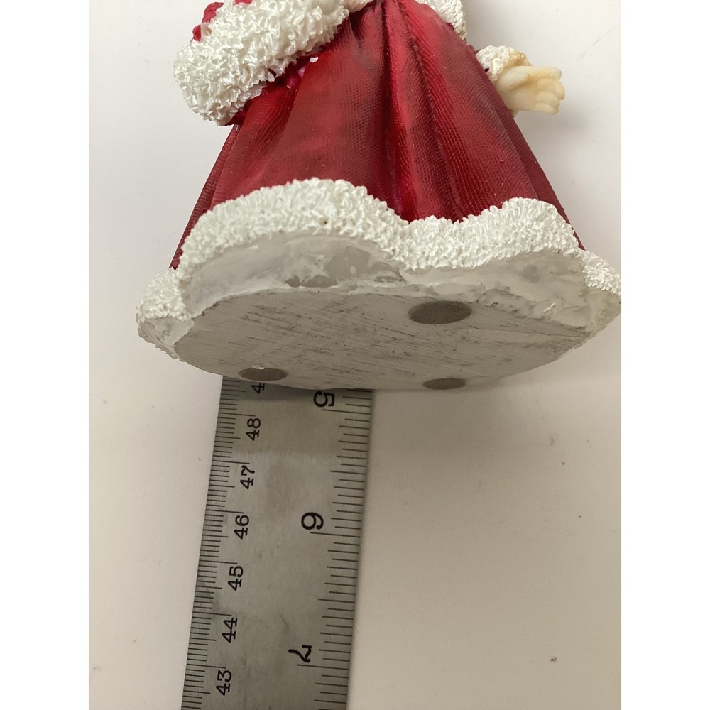 Vintage Style Victorian Girl Figurine Red Winter Coat White Trim 5 Inch Statue - Picture 9 of 9